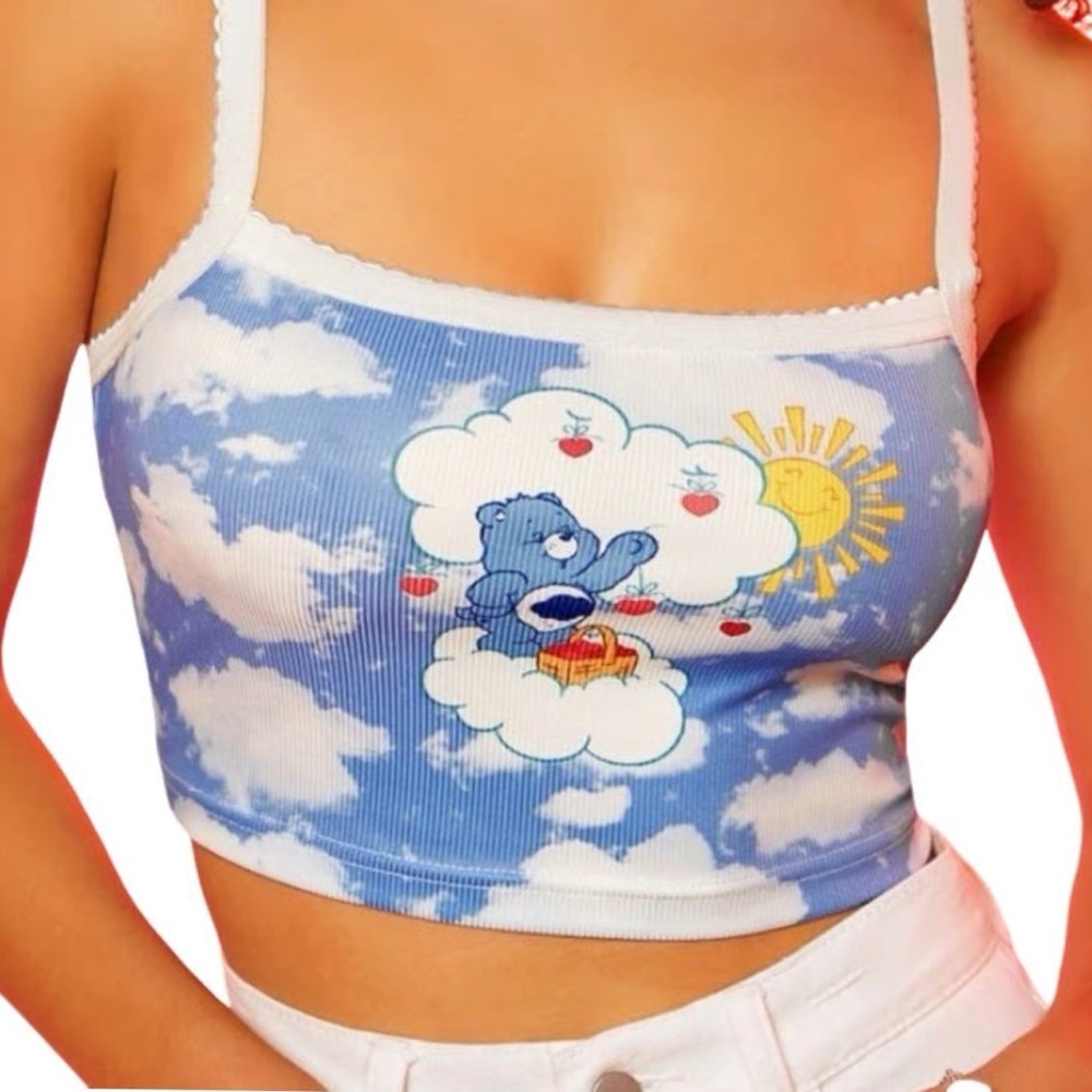 NWT SHEIN Care Bears Blue Cloud Crop Top – Cute Cartoon Tee